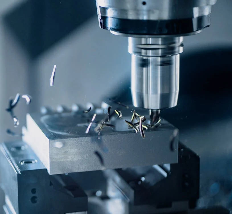 Precision engineering with CNC machine, metalworking process, industrial metal machining by cutter